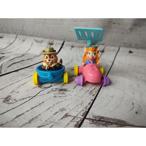 VINTAGE 1989 McDonalds CHIP 'N DALE RESCUE RANGERS Cars Set of 2 toys - Picture 1 of 3